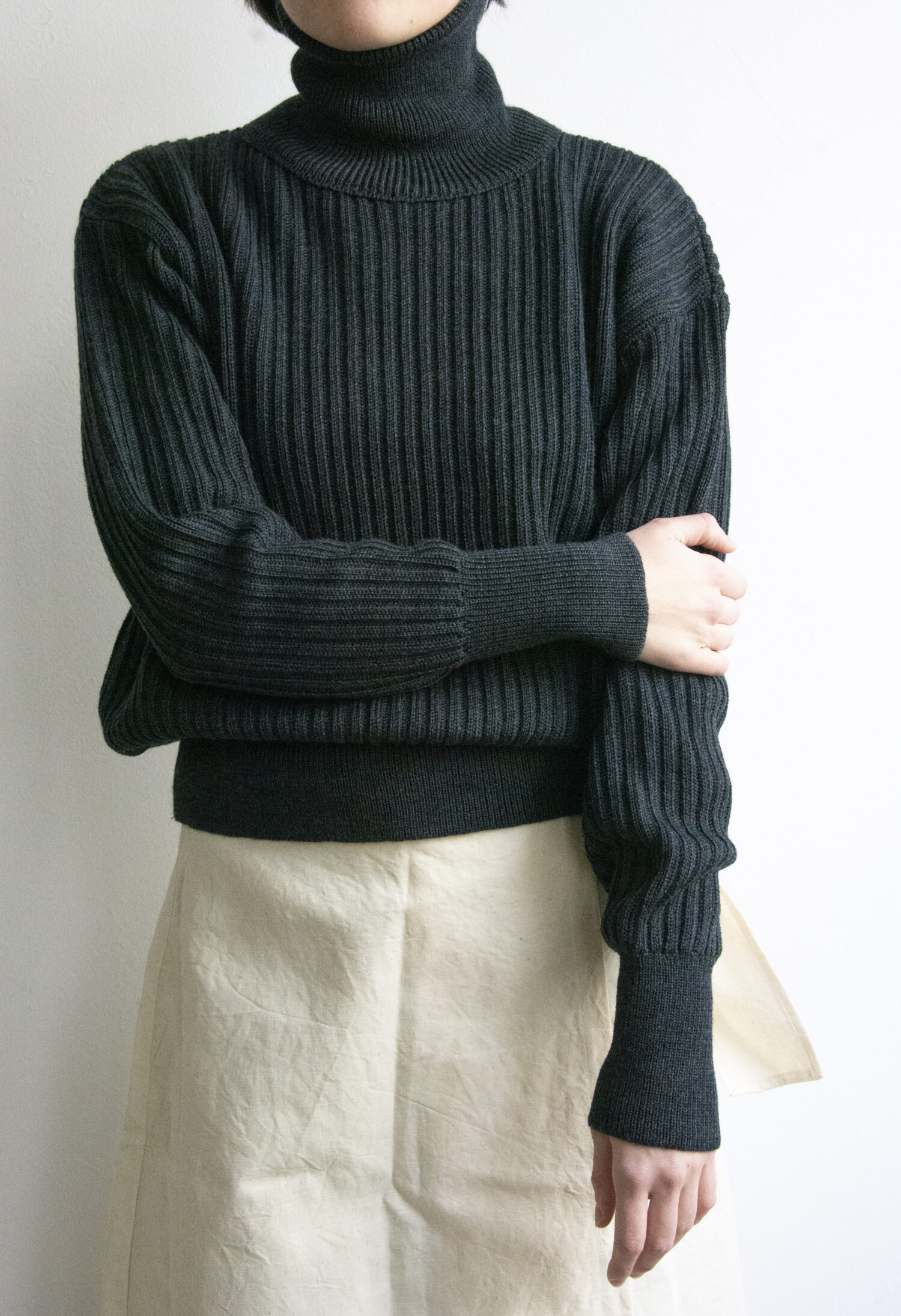 UNISEX FUNNEL NECK SWEATER NAVY – Image 4